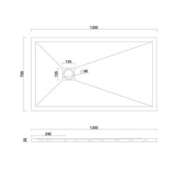 Royal Bathrooms Luxor Rectangular Grey Slate Effect Stone Shower Tray 1200 X 700 X 30mm With Grey Grate - thumbnail 8