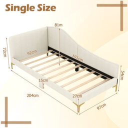 Costway Single Size Upholstered Sofa Bed Frame Daybed Rivet-Tufted Platform Bed With Metal Legs - thumbnail 2