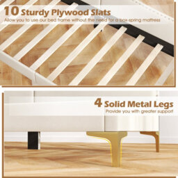 Costway Single Size Upholstered Sofa Bed Frame Daybed Rivet-Tufted Platform Bed With Metal Legs - thumbnail 8