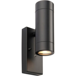 Twin Up & Down Ip44 Wall Light - Photocell Sensor - 2 X 7W Gu10 Led - Matt Black