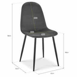 Bravich Ron Velvet Dining Chair - Grey - thumbnail 3