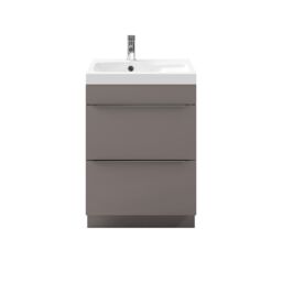GoodHome Imandra Gloss Anthracite Freestanding Bathroom Cabinet (H) 820mm (W) 600mm - thumbnail 6