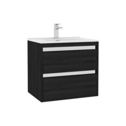 Royal Bathrooms Orion 600mm Wall Hung Bathroom Vanity Unit 2 Drawer Hale Black With Ceramic Basin & Chrome Accent Trim - thumbnail 7
