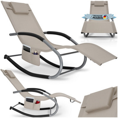 Tectake 1 Sun Lounger Taya With A Modern Design, Rocking Function And Breathable Surface - Beige - image 1