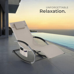 Tectake 1 Sun Lounger Taya With A Modern Design, Rocking Function And Breathable Surface - Beige - thumbnail 8