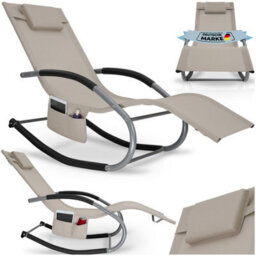 Tectake 1 Sun Lounger Taya With A Modern Design, Rocking Function And Breathable Surface - Beige - thumbnail 1