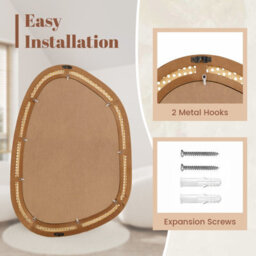 Costway Irregular Pvc Rattan Wall Mirror Wooden Framed Decorative Mirror - thumbnail 9
