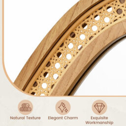 Costway Irregular Pvc Rattan Wall Mirror Wooden Framed Decorative Mirror - thumbnail 8