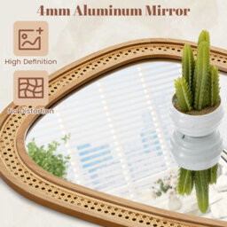Costway Irregular Pvc Rattan Wall Mirror Wooden Framed Decorative Mirror - thumbnail 7