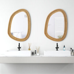 Costway Irregular Pvc Rattan Wall Mirror Wooden Framed Decorative Mirror - thumbnail 3