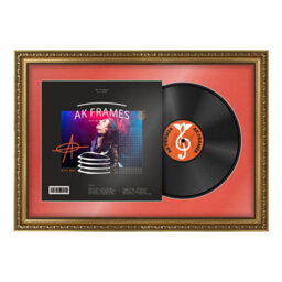 "AK Frames 25X17"" Gold Ornate Vinyl Record Frame With Poppy Red Mount For 12 Inch Lp Cover & Disc - Overlapped Design" - thumbnail 1