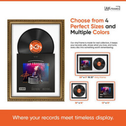 "AK Frames 25X17"" Gold Ornate Vinyl Record Frame With Poppy Red Mount For 12 Inch Lp Cover & Disc - Overlapped Design" - thumbnail 4