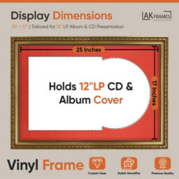 "AK Frames 25X17"" Gold Ornate Vinyl Record Frame With Poppy Red Mount For 12 Inch Lp Cover & Disc - Overlapped Design" - thumbnail 2