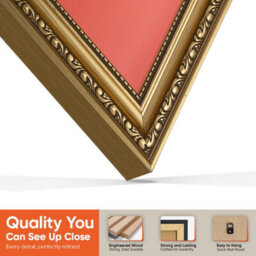 "AK Frames 25X17"" Gold Ornate Vinyl Record Frame With Poppy Red Mount For 12 Inch Lp Cover & Disc - Overlapped Design" - thumbnail 3