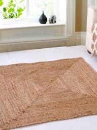 Second Nature Online Dhaka Rustic Medium Square Rug Hand Woven Mat With Natural Fibre Indian Jute Flat Pile -Medium Neutral Floor Covering - thumbnail 7