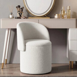 White Storage Ottoman Footstool Vanity Stool Foldable Backrest - thumbnail 4