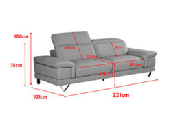 Genuine Leather White 3 Seater Sofa Chicago - thumbnail 8