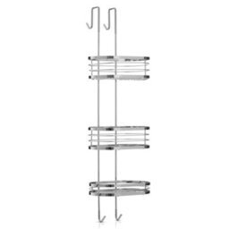 Livivo Over Shower Door Hanging Rack Chrome 3 Tier Bathroom Caddy Storage Organiser No Drill Shower Shelf - thumbnail 1