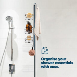 Livivo Over Shower Door Hanging Rack Chrome 3 Tier Bathroom Caddy Storage Organiser No Drill Shower Shelf - thumbnail 2