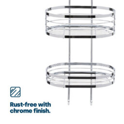 Livivo Over Shower Door Hanging Rack Chrome 3 Tier Bathroom Caddy Storage Organiser No Drill Shower Shelf - thumbnail 5