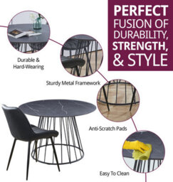 Hallowood Furniture Cullompton Large 120Cm Round Table With 4 Black Bonded Leather Dining Chairs - thumbnail 2