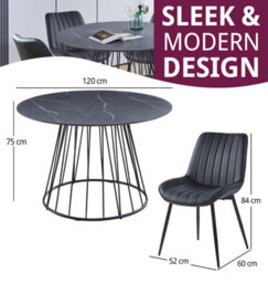 Hallowood Furniture Cullompton Large 120Cm Round Table With 4 Black Bonded Leather Dining Chairs - thumbnail 3