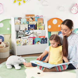 Costway 4-Tier Kids Bookshelf Front Facing Children Bookcase Magazine Storage Rack White - thumbnail 8
