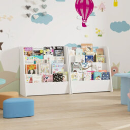 Costway 4-Tier Kids Bookshelf Front Facing Children Bookcase Magazine Storage Rack White - thumbnail 9