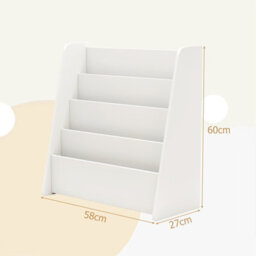 Costway 4-Tier Kids Bookshelf Front Facing Children Bookcase Magazine Storage Rack White - thumbnail 3