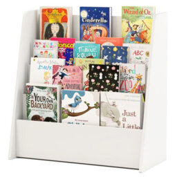 Costway 4-Tier Kids Bookshelf Front Facing Children Bookcase Magazine Storage Rack White - thumbnail 2