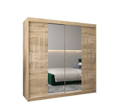 Arte York I Mirrored Sliding Door Wardrobe In  Oak Sonoma 2000mm (H)2000mm (W) 620mm (D) - Stylish And Spacious Storage Solution - image 1