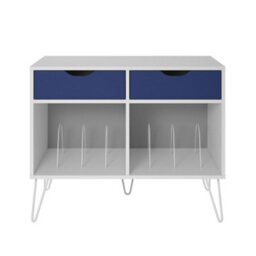 Novogratz Condord Turntable Stand With 2 Drawers White / Blue