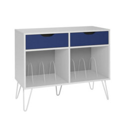 Novogratz Condord Turntable Stand With 2 Drawers White / Blue - thumbnail 3