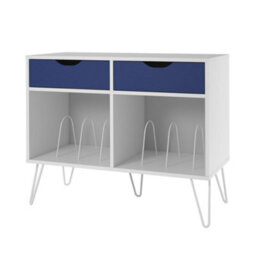 Novogratz Condord Turntable Stand With 2 Drawers White / Blue - thumbnail 2