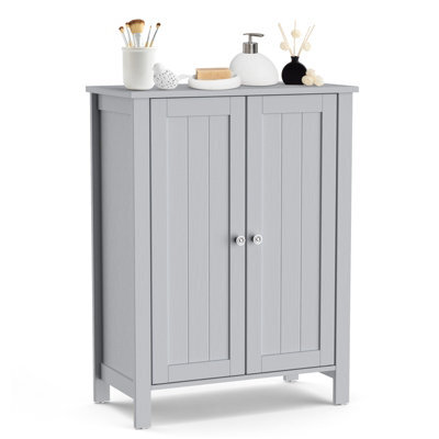 Costway 2-Tier Bathroom Free Standing Storage Cabinet Floor Cabinet W/ Double Door Storage Organiser - image 1