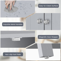 Costway 2-Tier Bathroom Free Standing Storage Cabinet Floor Cabinet W/ Double Door Storage Organiser - thumbnail 4