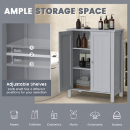 Costway 2-Tier Bathroom Free Standing Storage Cabinet Floor Cabinet W/ Double Door Storage Organiser - thumbnail 3