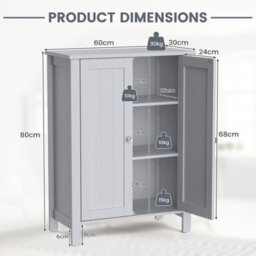 Costway 2-Tier Bathroom Free Standing Storage Cabinet Floor Cabinet W/ Double Door Storage Organiser - thumbnail 2