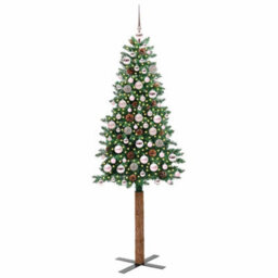 Vidaxl Slim Christmas Tree Green 180 Cm Pvc And Solid Pine Wood - thumbnail 2