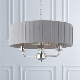 Luminosa Lighting Luminosa Highclere Single Shade Pendant Light Bright Nickel Plate, Charcoal Fabric - thumbnail 3