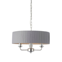 Luminosa Lighting Luminosa Highclere Single Shade Pendant Light Bright Nickel Plate, Charcoal Fabric - thumbnail 1