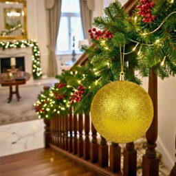 Shatchi 25Cm Dark Gold Glitter Christmas Bauble - Christmas Tree & Home Décor Ornament - thumbnail 2