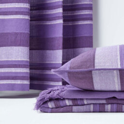 Homescapes Cotton Morocco Striped Mauve Throw, 150 X 200 Cm - thumbnail 6