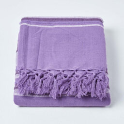 Homescapes Cotton Morocco Striped Mauve Throw, 150 X 200 Cm - thumbnail 2