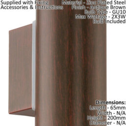 Set Of 2 Ip44 Antique Brown Outdoor Wall Lights - Modern Up & Down Lamps - thumbnail 2