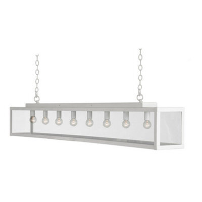 Luminosa Lighting Luminosa Zenia 8 Light Straight Bar Pendant Ceiling Light White Frosted