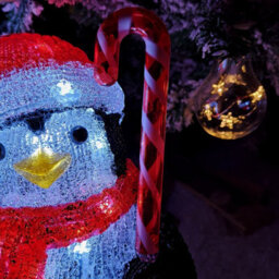 Samuel Alexander 30Cm Light Up Acrylic Christmas Penguin With Candy Cane Decorations & White Leds - thumbnail 6