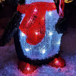 Samuel Alexander 30Cm Light Up Acrylic Christmas Penguin With Candy Cane Decorations & White Leds - thumbnail 7