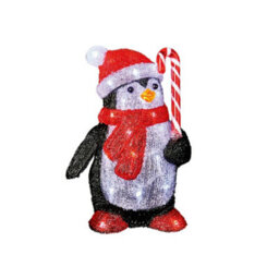 Samuel Alexander 30Cm Light Up Acrylic Christmas Penguin With Candy Cane Decorations & White Leds - thumbnail 9