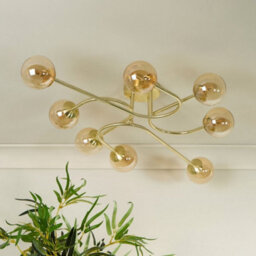 Pagazzi Lighting Pagazzi Hibben 8 Light Gold Flush Ceiling Light With Glass Shades - thumbnail 2